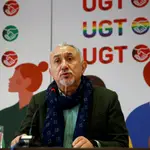 El secretario general de UGT, Pepe Álvarez, en la presentación de los objetivos para 2022