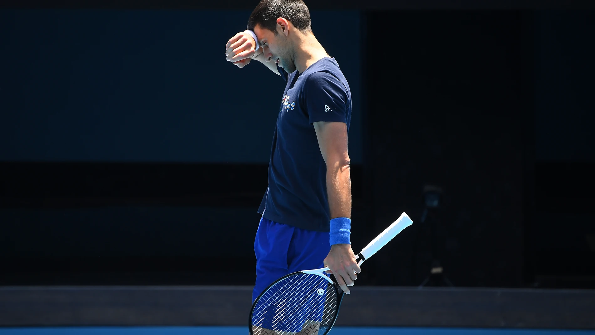 Novak Djokovic, durante sus entrenamientos en Australia