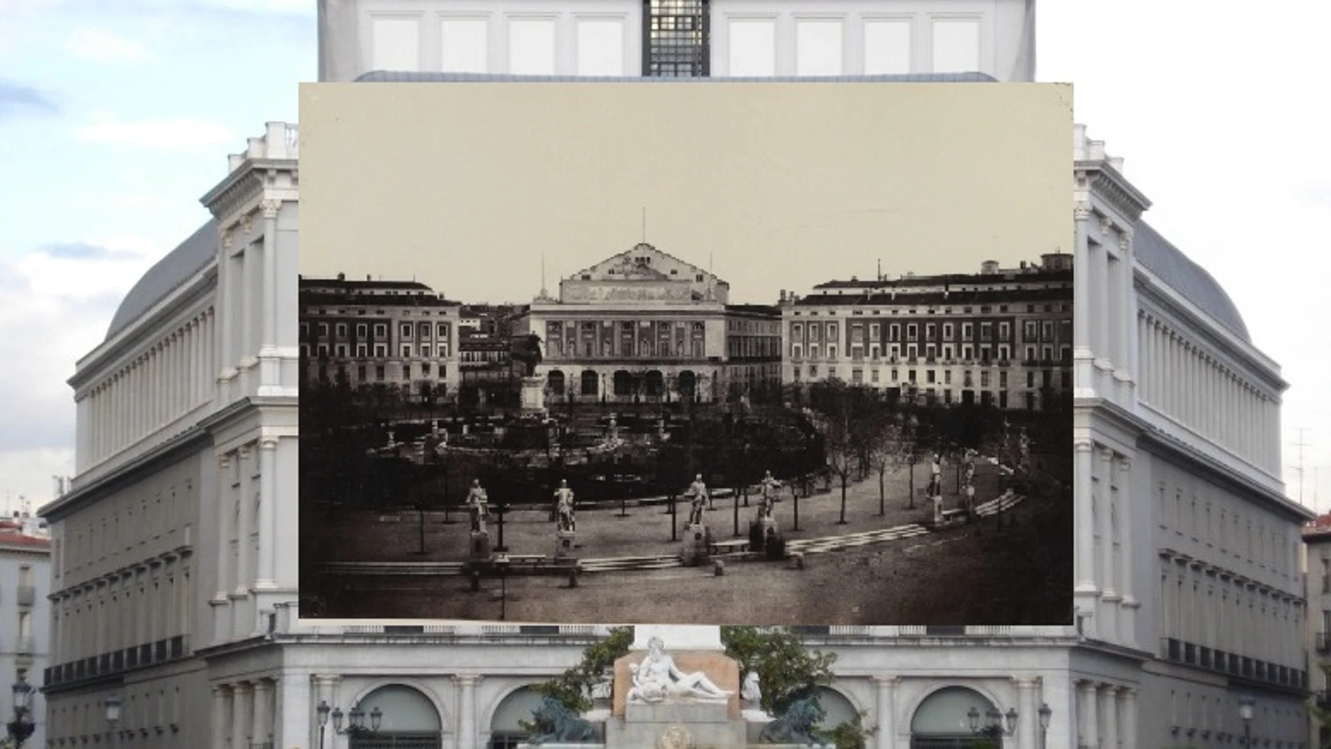 Composición del Teatro Real en la actualidad y en su inauguración como edificio, en 1855