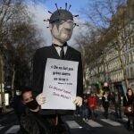 Manifestación en París contra el ministro de Educación, Jean-Michel Blanquer, durante el paro educativo del pasado jueves