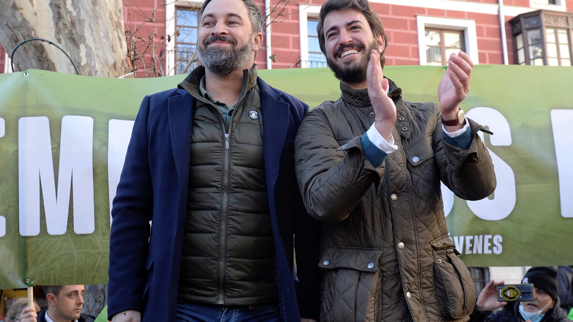 El presidente de Vox, Santiago Abascal, junto al candidato a la Presidencia de la Junta de Castilla y León, Juan García-Gallardo en un acto electoral el pasado fin de semana