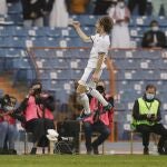 Modric celebra el gol que marcó al Athletic Club