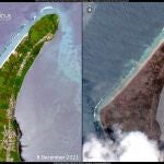 Una foto del satélite Copernicus muestra el impacto de la erupción volcánica en Tonga el pasado 8 de diciembre
