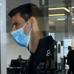Novak Djokovic, en el aeropuerto de Belgrado