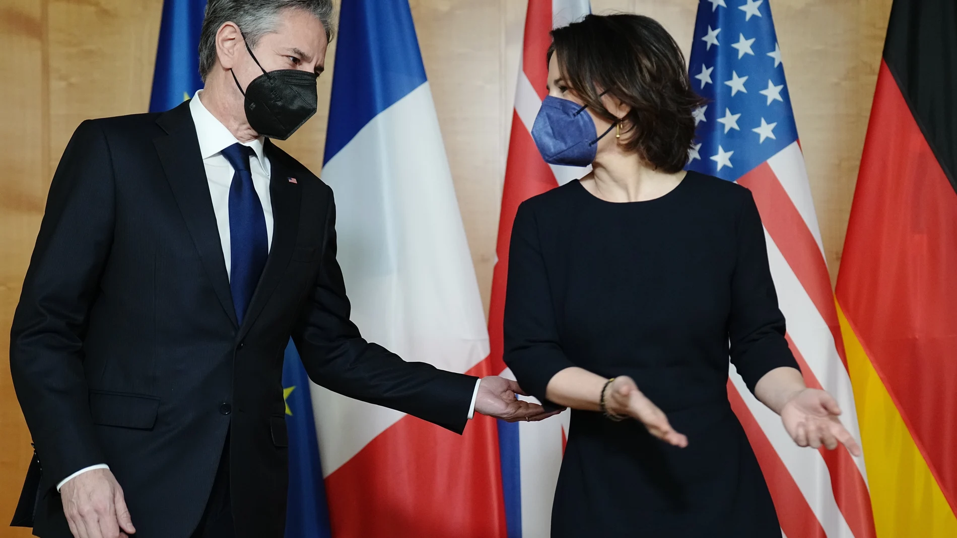 Annalena Baerbock, ministra de Exteriores de Alemania, junto con Antony Blinken, secretario de Estado de Estados Unidos