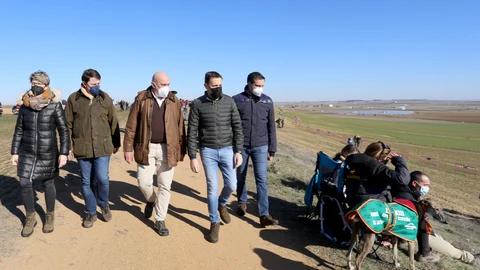 El candidato del Partido Popular de Castilla y León a las elecciones autonómicas, Alfonso Fernández Mañueco, asiste en la localidad vallisoletana de Nava del Rey, a los cuartos de final del LXXXIV Campeonato de España de Galgos en Campo, Copa de S.M El Rey. Asiste también el presidente provincial del PP, Conrado Íscar y por el cabeza de lista a las Cortes por Valladolid, Jesús Julio Carnero, entre otros