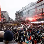 Protesta en Estocolmo contra las restricciones y el pasaporte covid el pasado 22 de enero