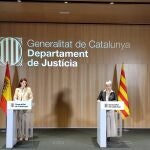 La ministra de Justicia, Pilar Llop, y la consellera de Justicia de la Generalitat, Lourdes Ciuró. EUROPA PRESS 24/01/2022