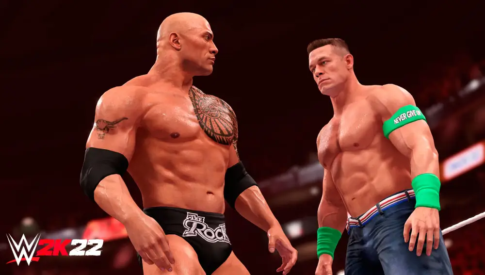 Los ex luchadores y ahora actores Dwayne Johnson y John Cena también están presentes en WWE 2K22.