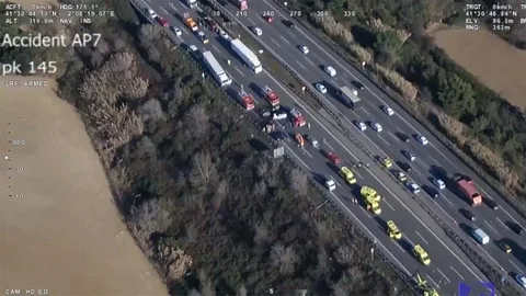 Vista aérea del múltiple accidente