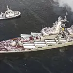 El crucero ruso Marshal Ustinov en maniobras en el Ártico