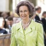 Former Queen Sofia of Spain attending Te Deum thanksgiving service at the RoyalPalace in connection with King Carl XVI Gustaf s 70th birthday April 30