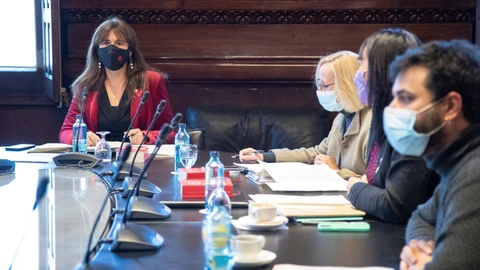 La presidenta del Parlament, Laura Borràs, durante la reunión de la Mesa de la cámara catalana