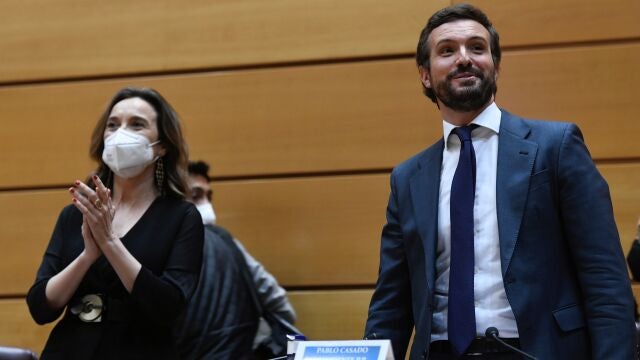 El presidente del Partido Popular, Pablo Casado y la portavoz del partido en el Congreso, Cuca Gamarra