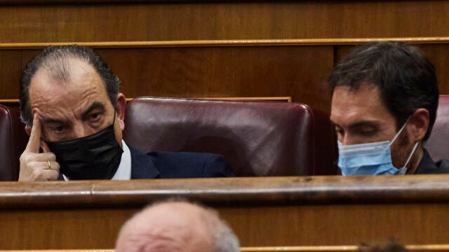 Sergio Sayas y Carlos García Adanero, en sus escaños en el Congreso