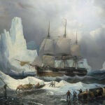 El "HMS Erebus" atrapado en el hielo ártico en 1846