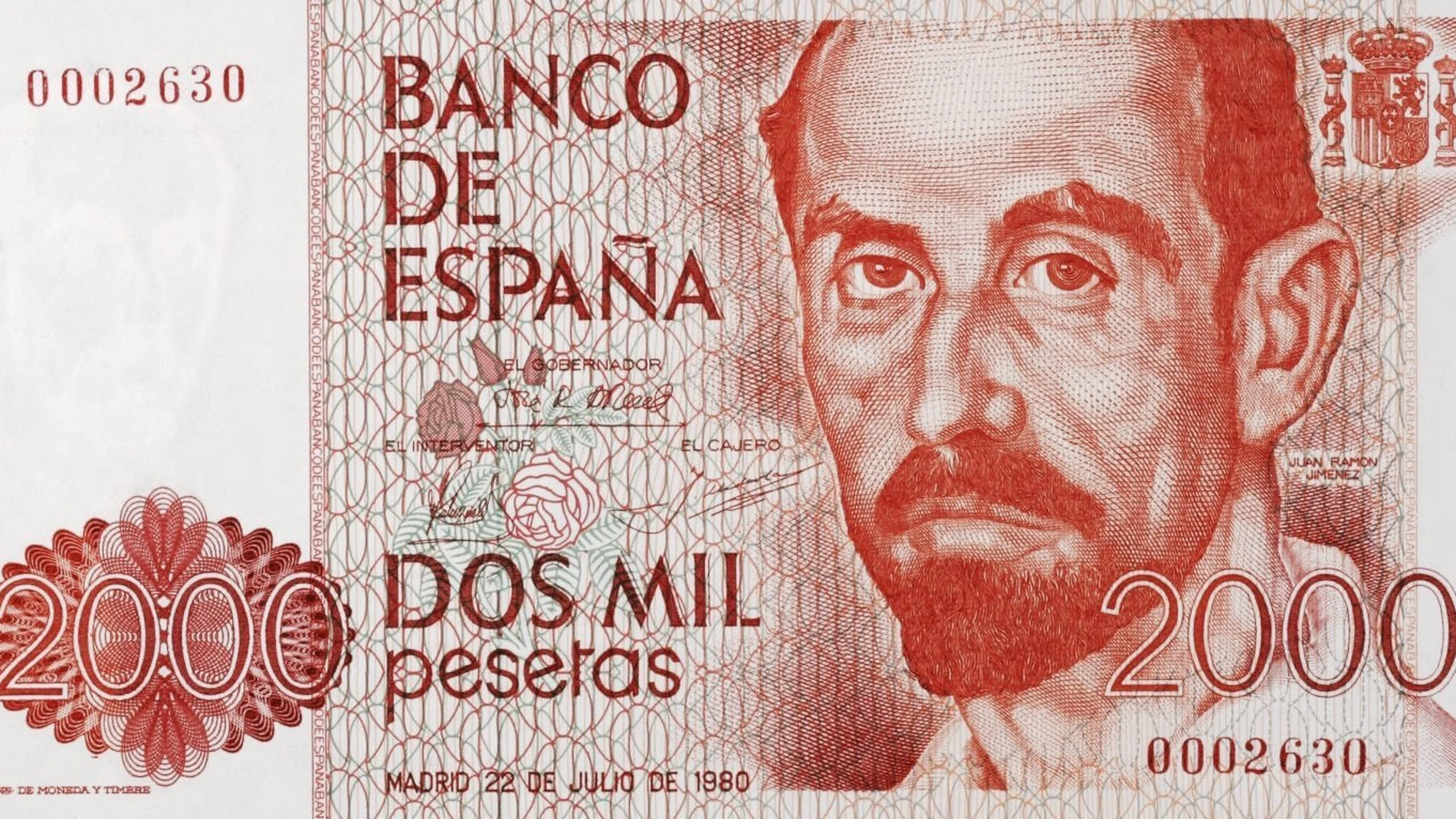 El retrato de Juan Ramón Jiménez por Vázquez Díaz apareció en el billete de 2.000 pesetas