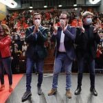 Sánchez, Hernández, Martínez y Barcones saludan antes del acto en Soria