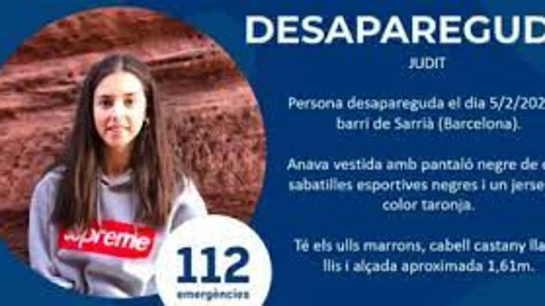Cartel para ayudar en la búsqueda de Judit