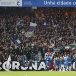 Miles de personas en el partido correspondiente a los dieciseisavos de final de la UEFA Youth League, en el estadio Riazor (A Coruña) a 9 de febrero de 2022
