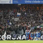 Miles de personas en el partido correspondiente a los dieciseisavos de final de la UEFA Youth League, en el estadio Riazor (A Coruña) a 9 de febrero de 2022