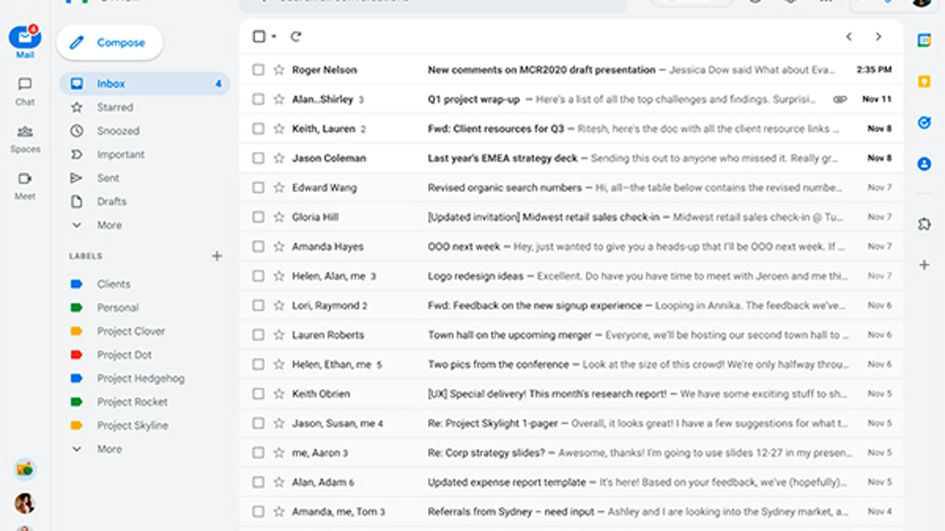 Nueva vista integrada de Gmail.