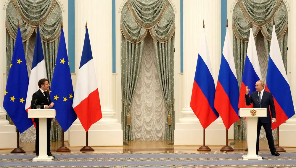 Rueda de prensa de Vladimir Putin y Emmanuel Macron el 7 de febrero en el Kremlin