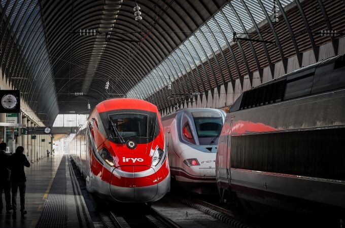 Tren de alta velocidad bautizado como "Flecha roja" hoy viernes en la Estación de Santa Justa