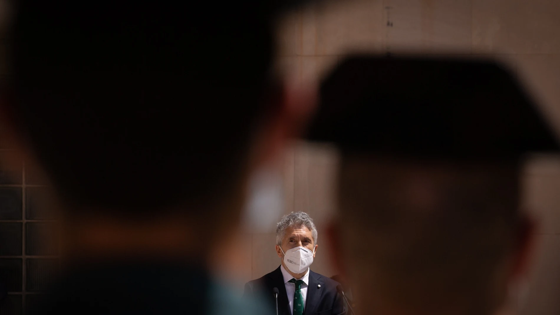 El ministro del Interior, Fernando Grande-Marlaska, interviene en el acto de toma de posesión del nuevo Jefe de la Zona de la Guardia Civil de Catalunya 28/05/2021