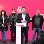 El secretario general del PSOE-A, Juan Espadas, apoya en rueda de prensa la manifestación por la sanidad pública convocada para el 19 de febrero en Andalucía