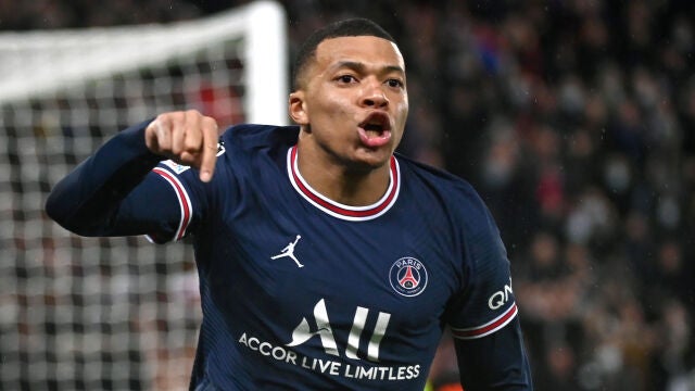 Kylian Mbappé celebra su gol contra el Real Madrid.
