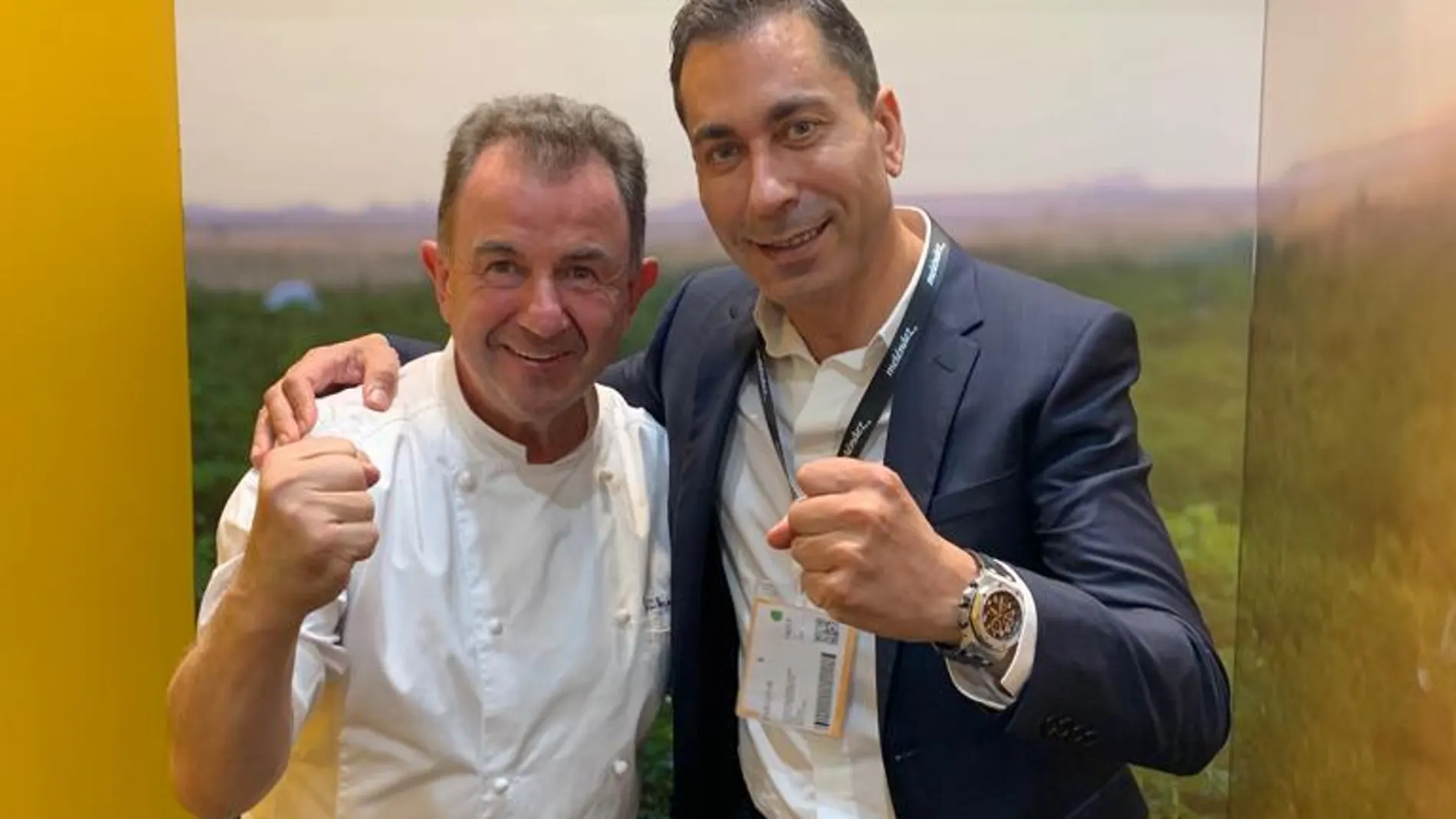 Martín Berasategui y el CEO de Patatas Meléndez, Javier Meléndez