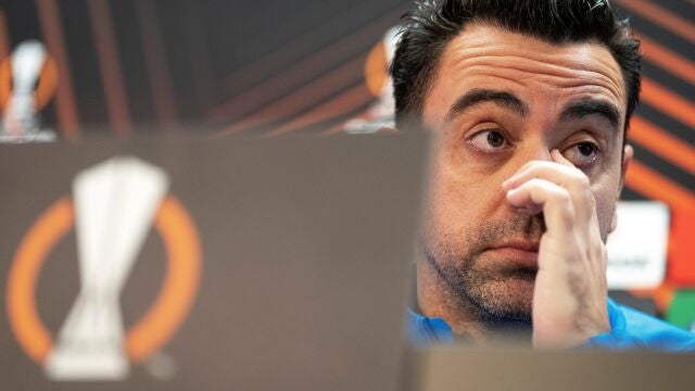Xavi Hernández, en la conferencia de prensa previa al Barcelona-Nápoles.