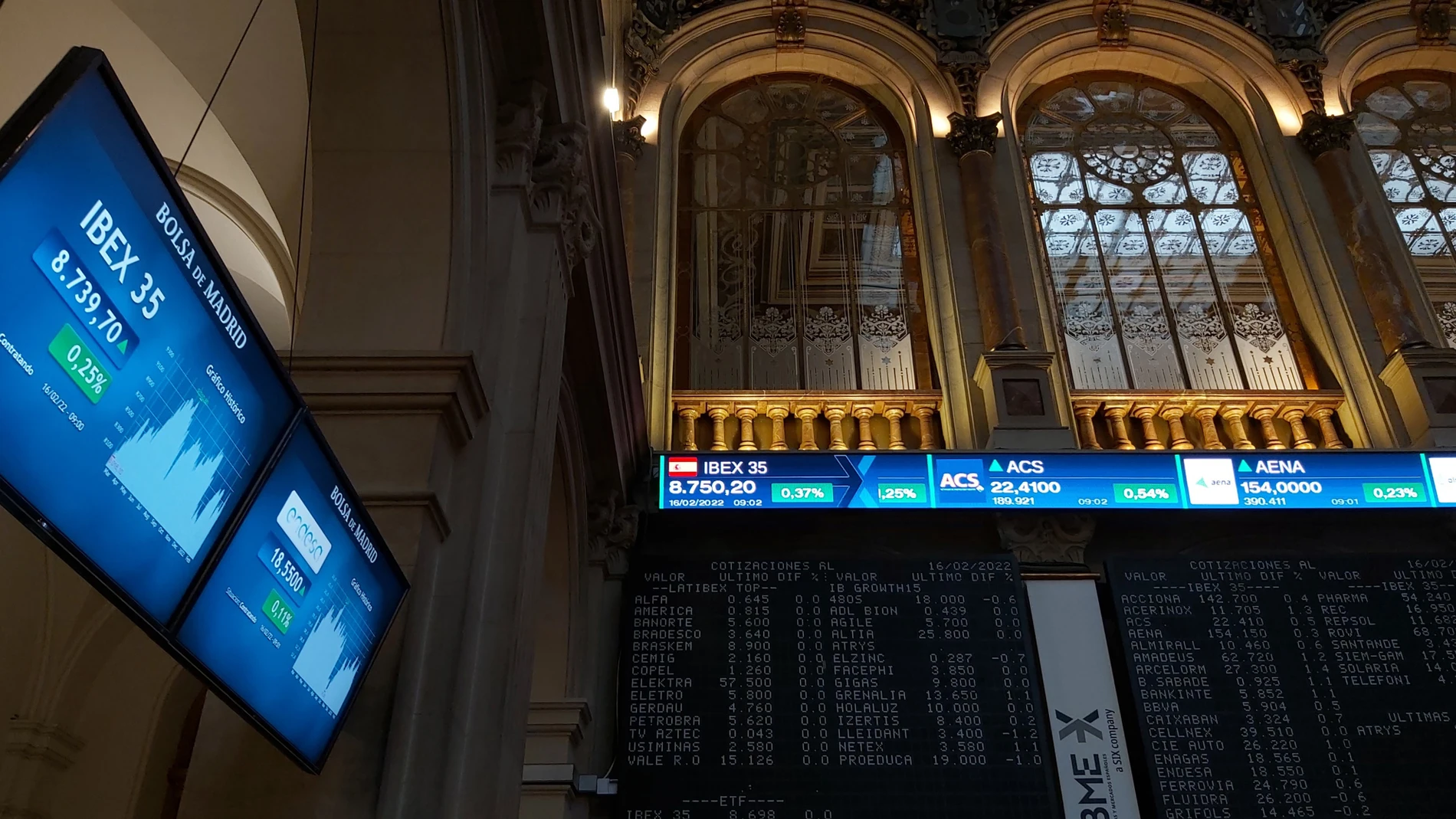 Vista de una pantalla con la cotización del Ibex 35, el principal indicador del parqué madrileño