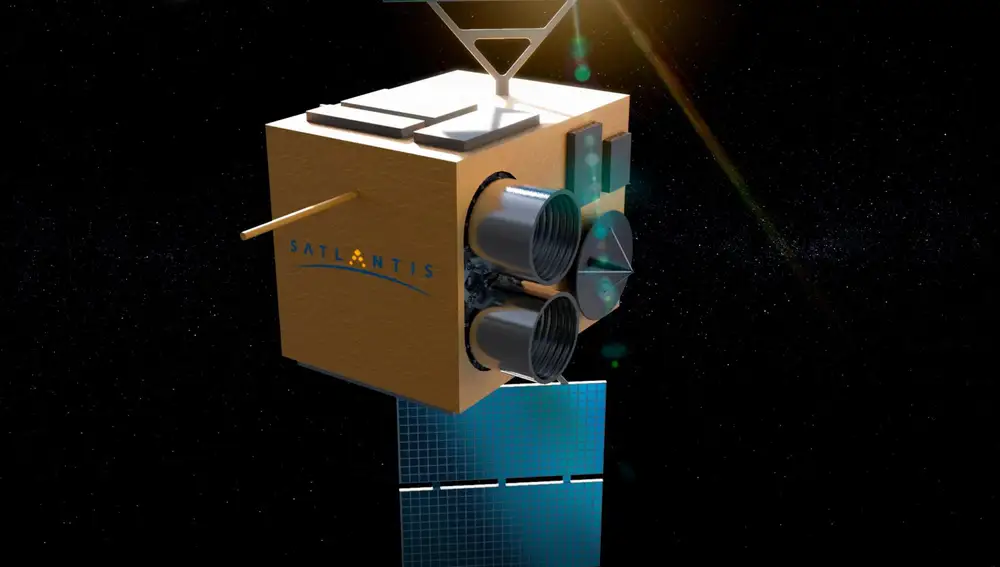 Recreación del satélite GEISAT para la detección de metano que Satlantis planea lanzar al espacio en 2023