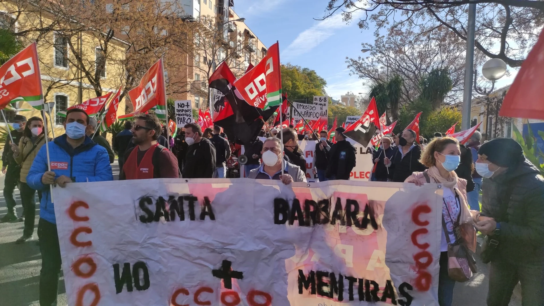 Manifestación de la plantilla de Santa Bárbara. CCOO SEVILLA