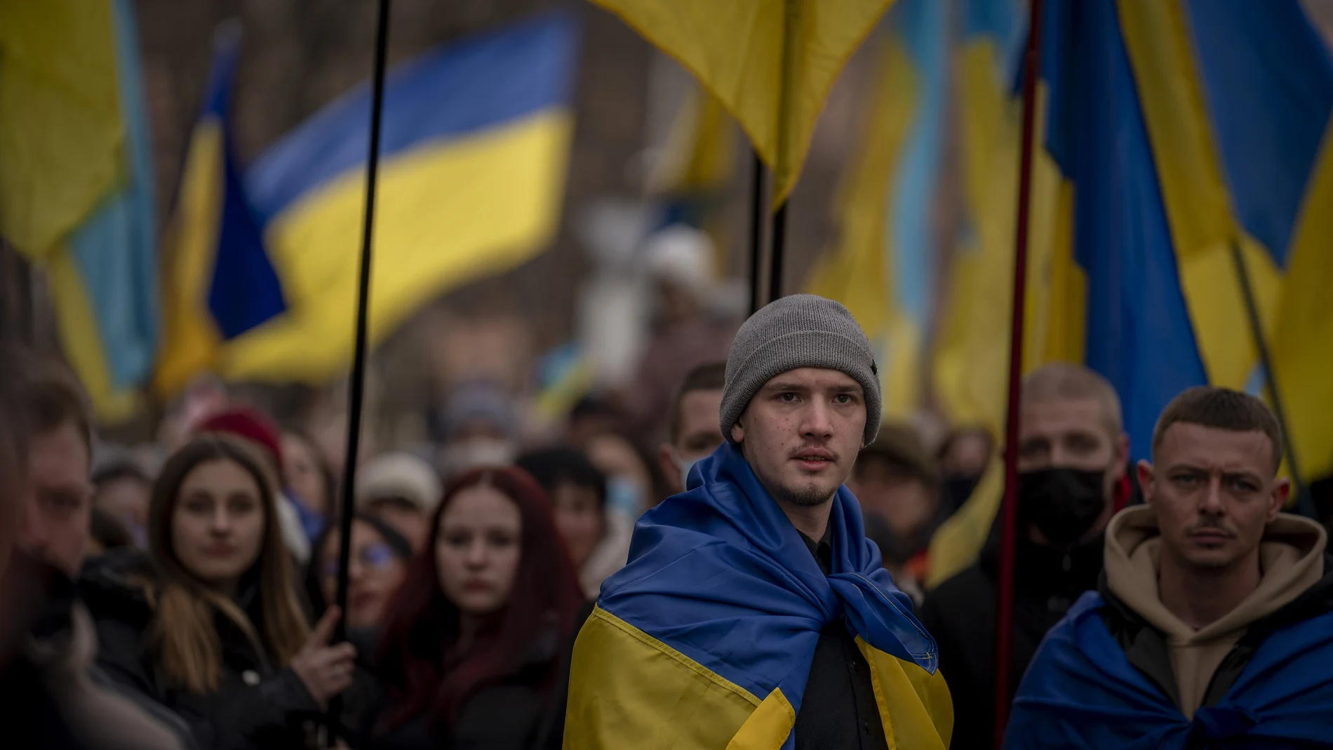 Manifestación a favor de la unidad nacional ucraniana el pasado 20 de febrero en Odesa