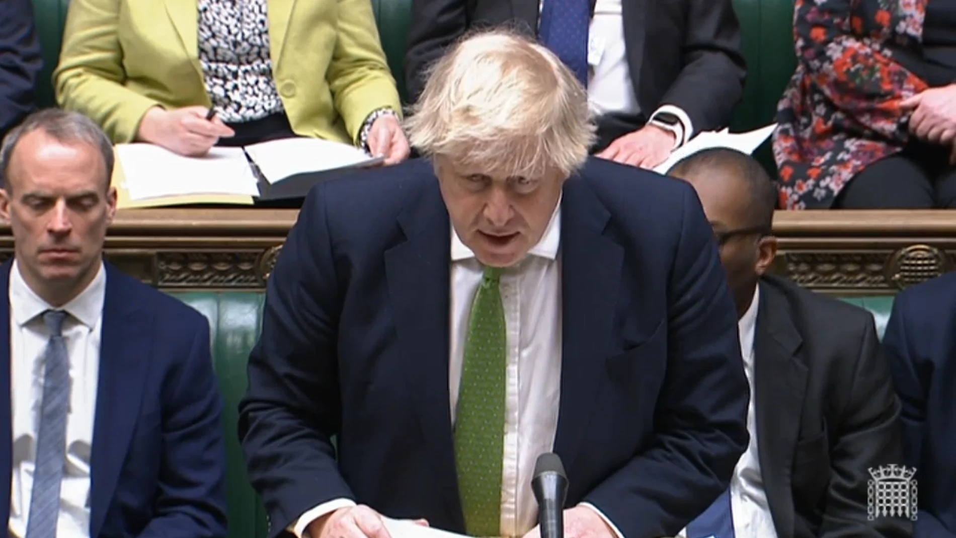 Boris Johnson habla en la Cámara de los Comunes sobre la última situación con respecto a Ucrania.