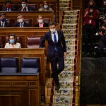 El líder del Partido Popular, Pablo Casado en su ultima comparecencia en el Congreso de los Diputados como presidente del PP y líder de la oposición