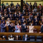 El líder del Partido Popular, Pablo Casado en su ultima comparecencia en el Congreso de los Diputados como presidente del PP y líder de la oposición