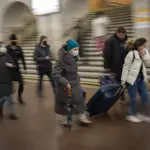 Con maletas, miles de ucranianos se dirigieron al metro de Kiev para resguardarse