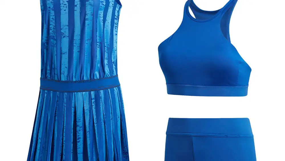 Vestido de tenis todo en uno en color azul, de Adidas