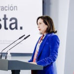 La ministra de Defensa, Margarita Robles, durante su intervención