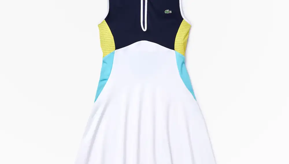 Vestido Tennis elástico y transpirable con escote nadador, de Lacoste