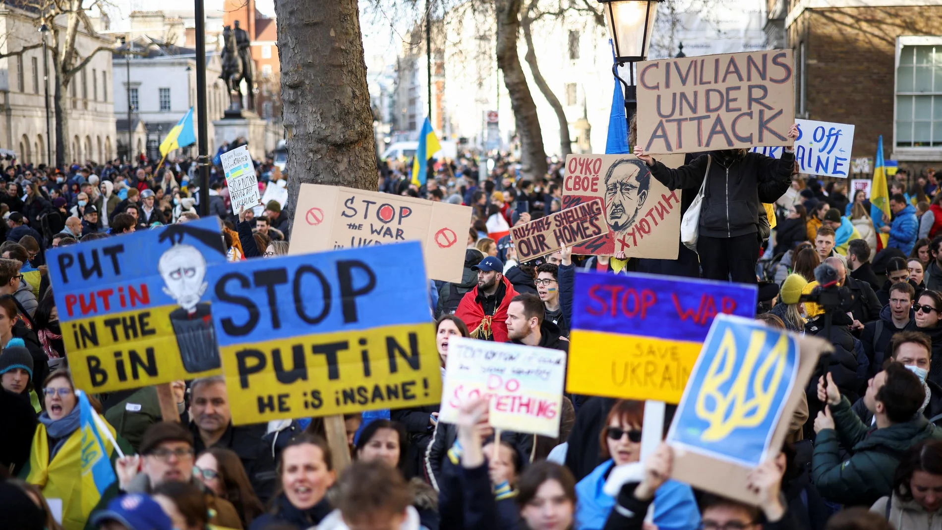Protestas en Londres por la invasión rusa a Ucrania