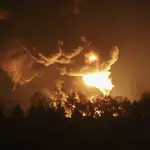 Incendio en un almacén de petróleo en Vasylkiv, cerca de Kiev