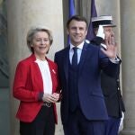 Emmanuel Macron y Ursula von der Leyen hoy en el palacio del Eliseo
