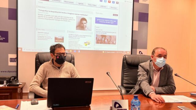 Benito Serrano y Miguel Broto presentan la nueva sede virtual de la Oficina contra la Despoblación de la Diputación de Soria