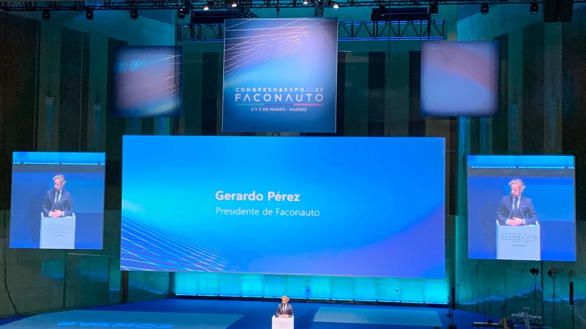 El presidente de la Federación de Asociaciones de Concesionarios de Automoción (Faconauto), Gerardo Pérez, en el Congreso de la organización. EUROPA PRESS 02/03/2022