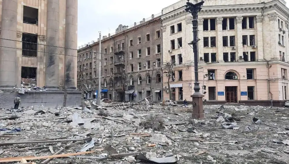Paisaje tras los bombardeos en Járkov